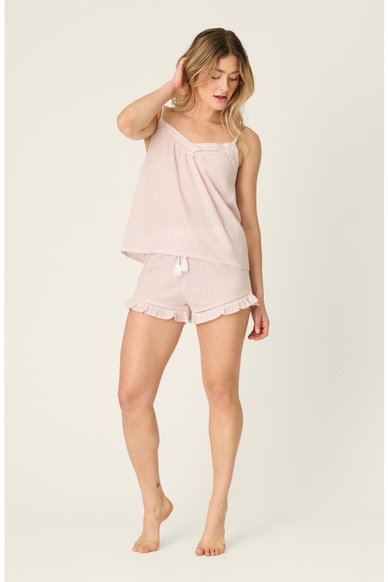 On Cloud Nine Ruffle Trim Cotton Pajama Shorts, Alternate, color, SILVER ROSE