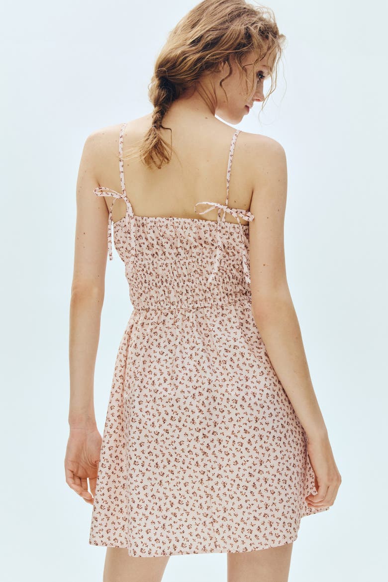 Tie-strap Cotton Dress, Alternate, color, Light pink/floral