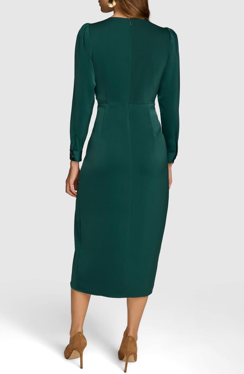 Donna Karan New York Cascade Ruffle Long Sleeve Satin Midi Dress, Alternate, color,