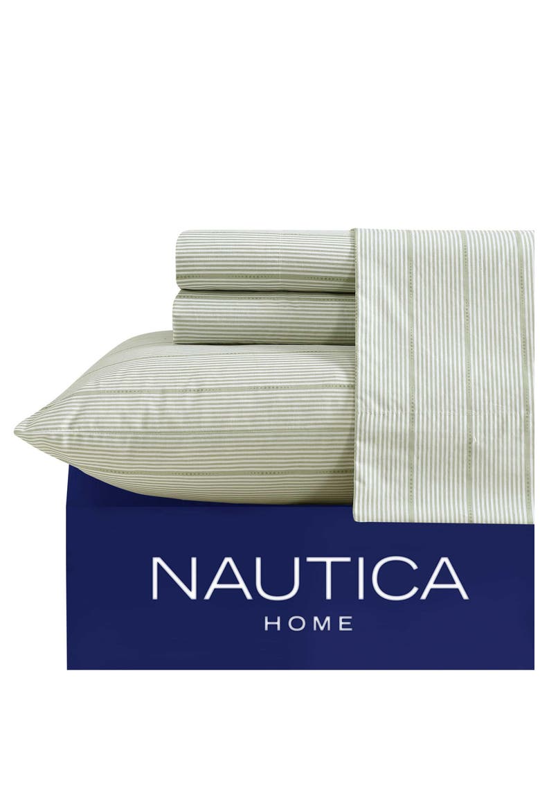 Ellipse Stripe 200 Thread Count Cotton Percale Sheet Set, Alternate, color, GREEN ELLIPSE STRIPE