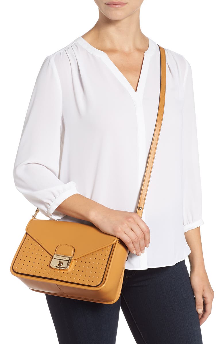 Longchamp Mademoiselle Calfskin Leather Crossbody Bag, Alternate, color, Honey