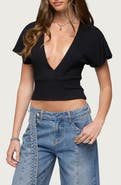 EDIKTED Mundy Deep V-Neck Crop Top