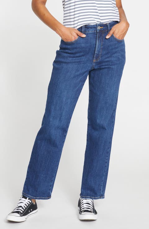 Donna High Waist Straight Leg Jeans (Plus)