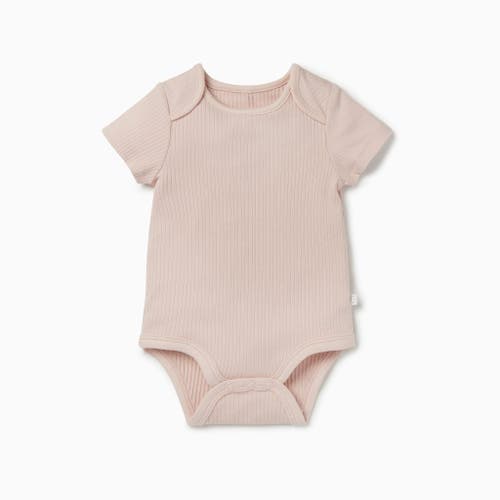 Mori Kids' Ribbed Short Sleeve Bodysuit In Pink