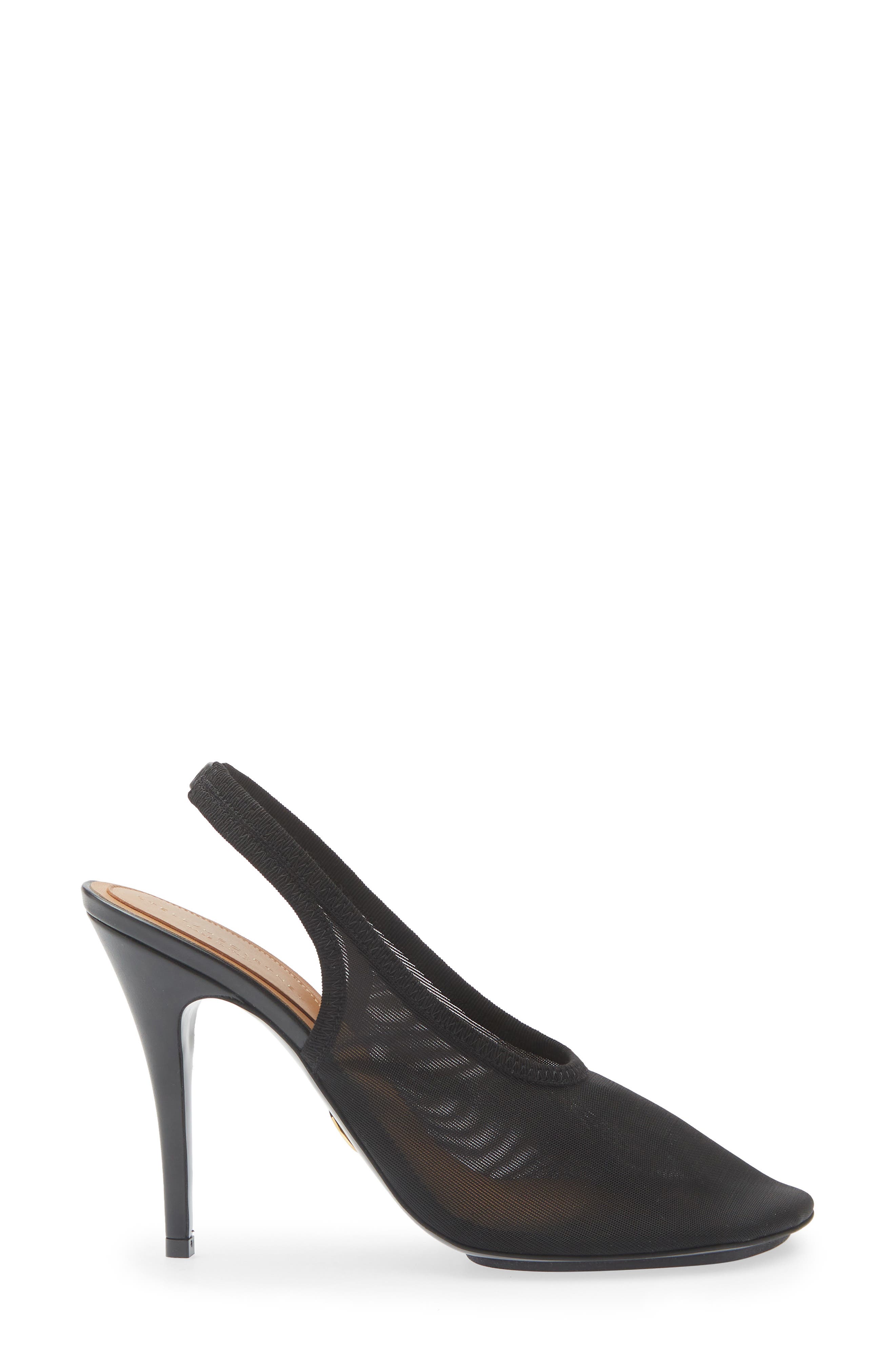 Stella McCartney Stretch Mesh Slingback Pump, Alternate, color, Black