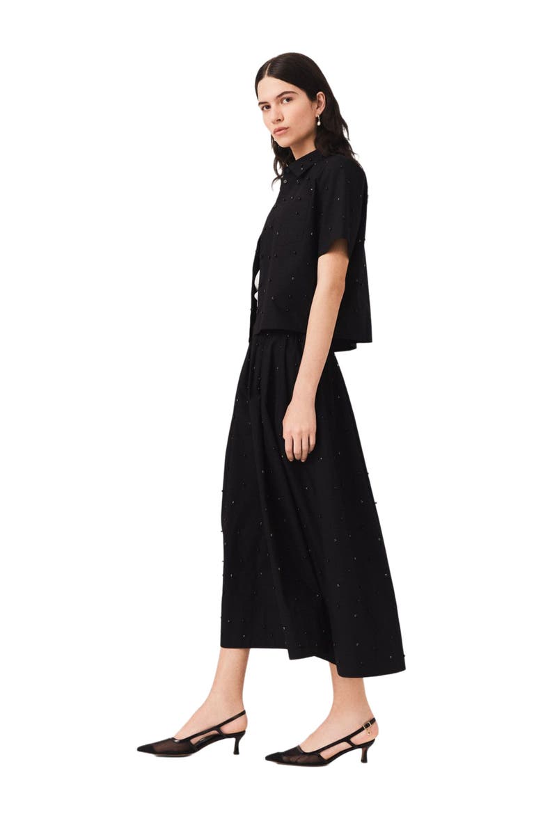 Long beaded and rhinestone skirt, Alternate, color, Black