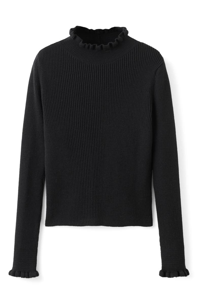 MANGO Scallop Mock Neck Sweater, Alternate, color, Black