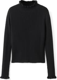 MANGO Scallop Mock Neck Sweater