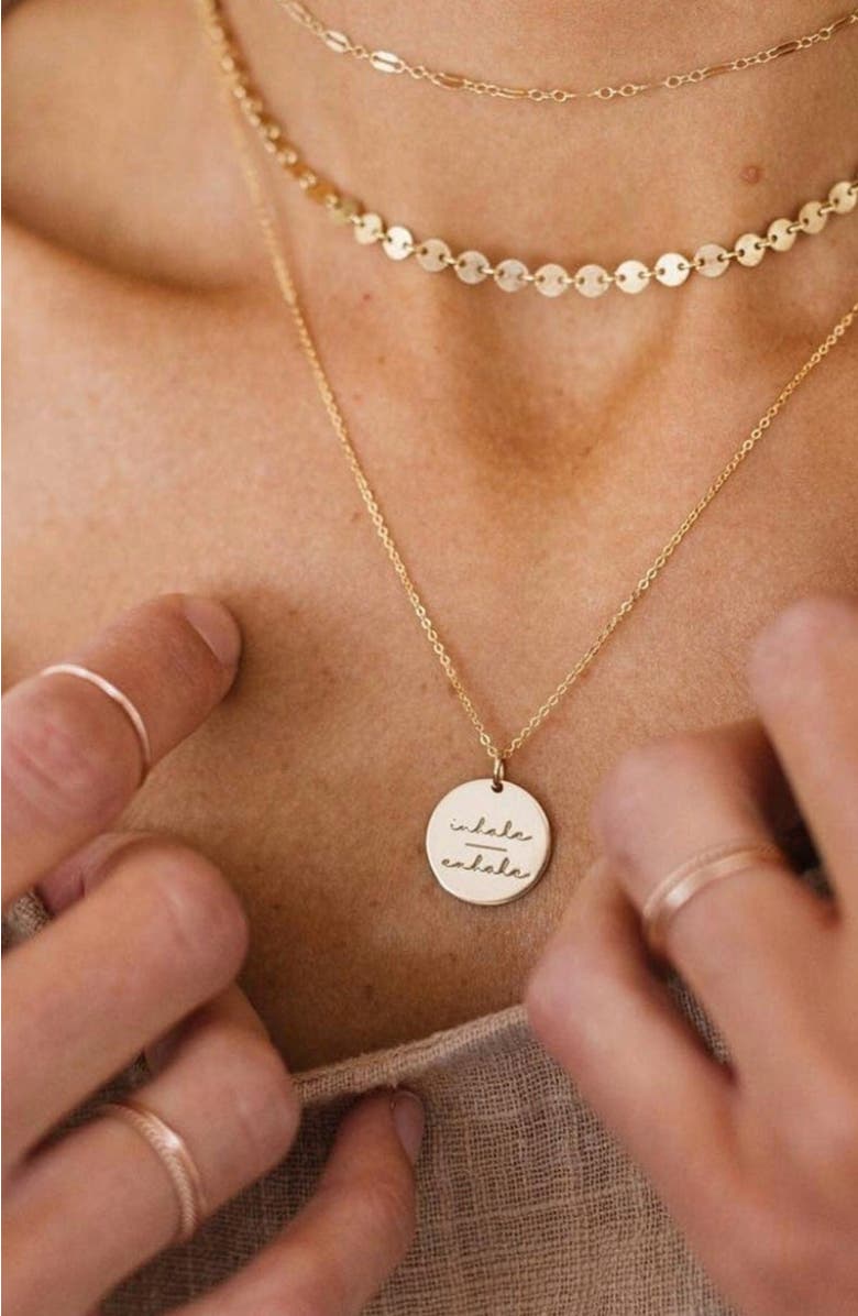 MADE BY MARY Pause Collection Disc Necklace, Alternate, color, Silver - Faith-Fear