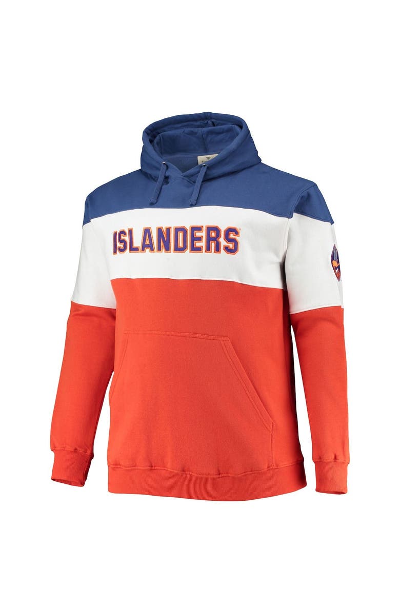 FANATICS Men's Fanatics Branded Royal/Orange New York Islanders Big & Tall Colorblock Fleece Hoodie, Alternate, color, 