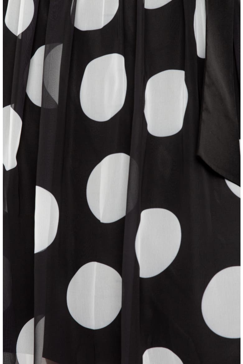 Polka Dot Long Sleeve Chiffon Shirtdress, Alternate, color, BLACK