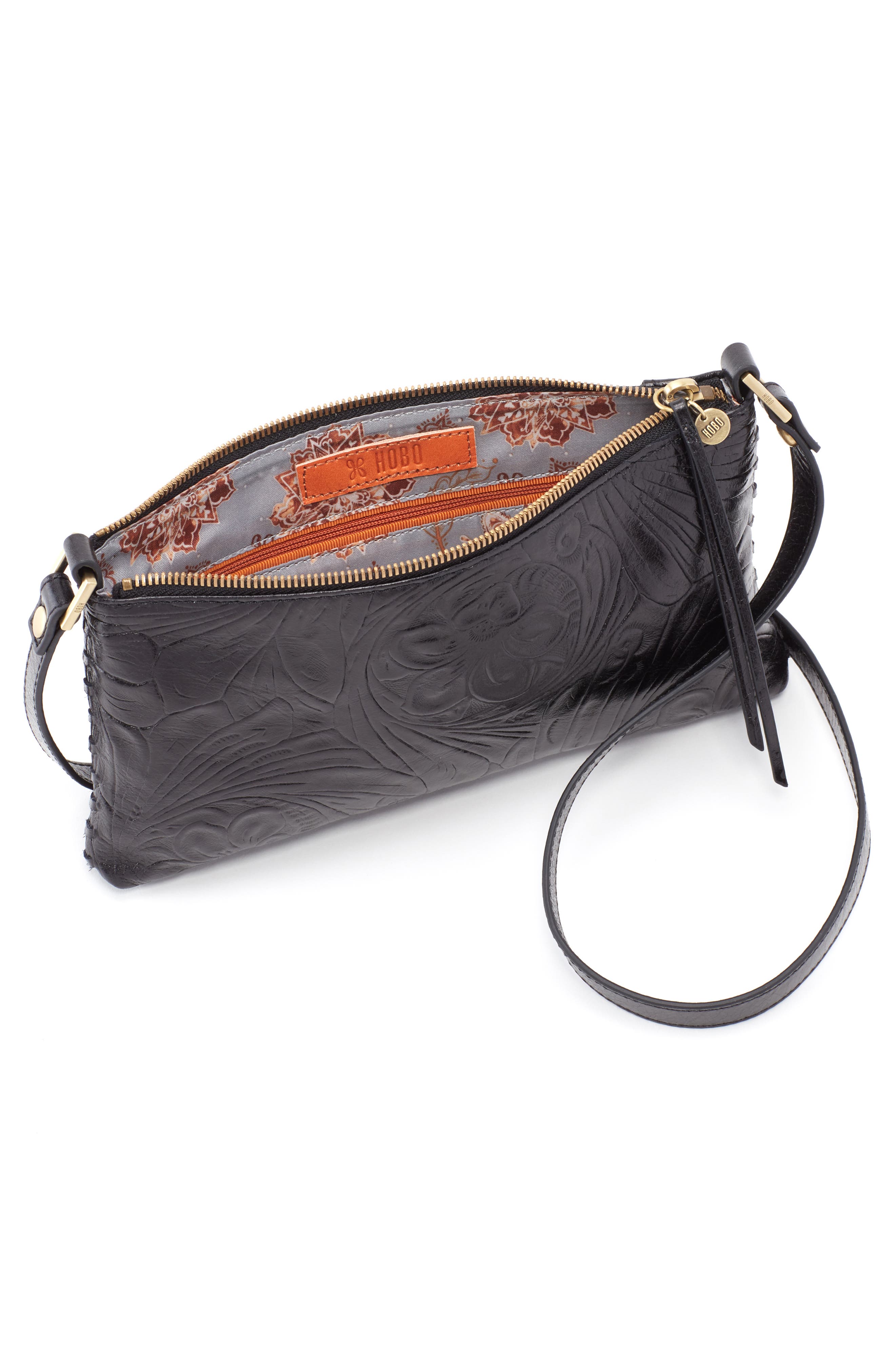 Riff Leather Crossbody Bag, Alternate, color, EMBOSSED BLACK