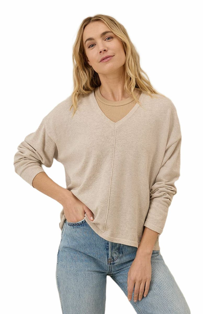 Pact Organic Cotton Classic Fine Knit Relaxed Sweater, Alternate, color, Sandshell Heather