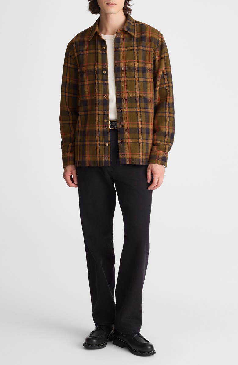 Madewell Plaid Midweight Flannel Button-Up Shirt, Alternate, color, Olive Plaid