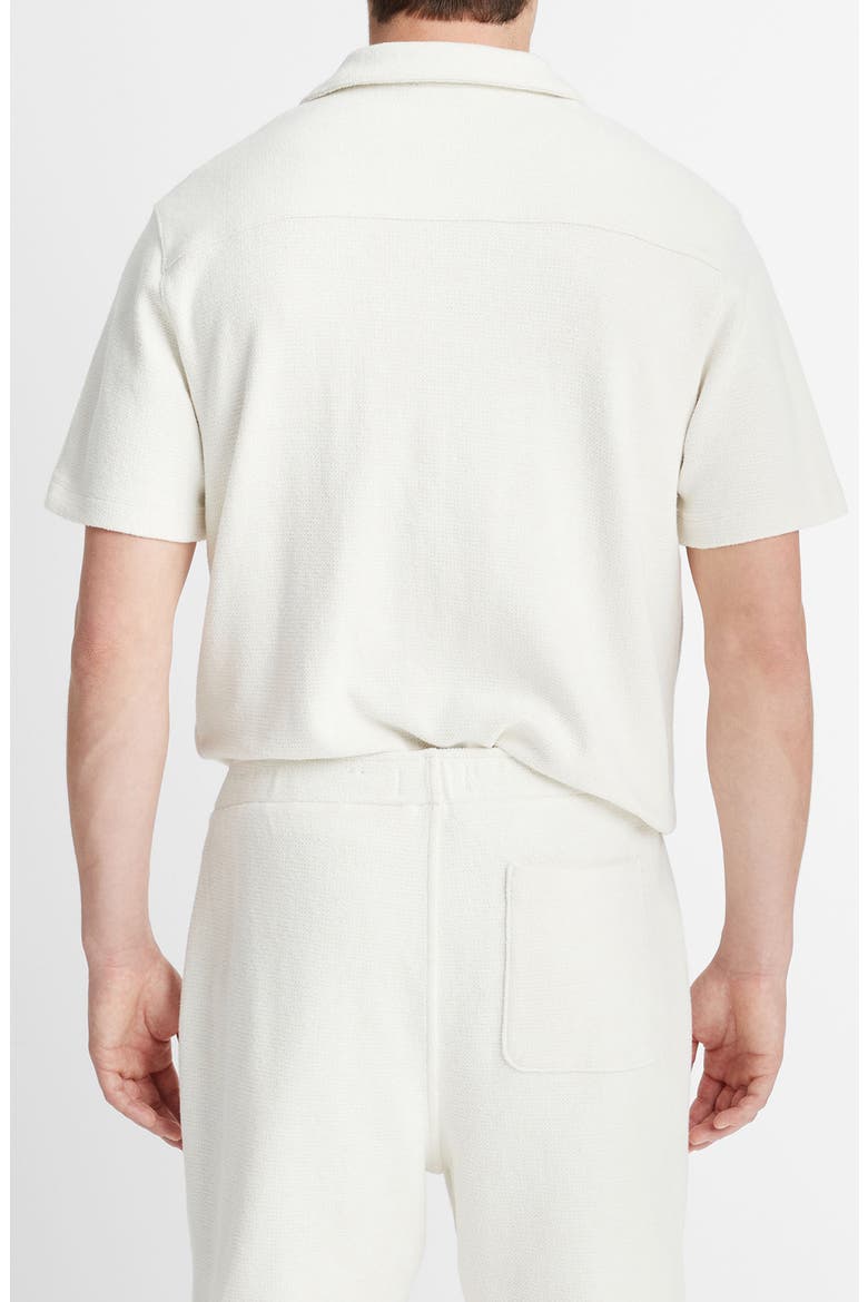 Bouclé Knit Short Sleeve Camp Shirt, Alternate, color, BONE