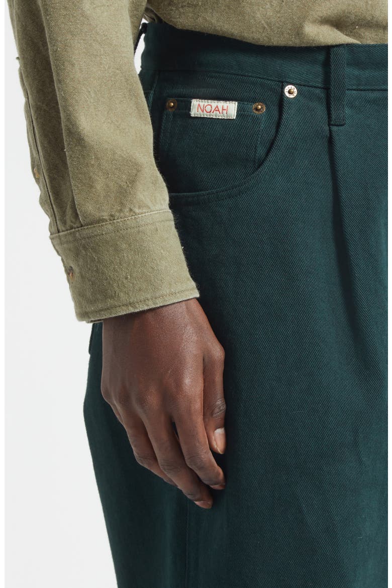 Brushed Back Pleated Organic Cotton Jeans, Alternate, color, DARK GREEN