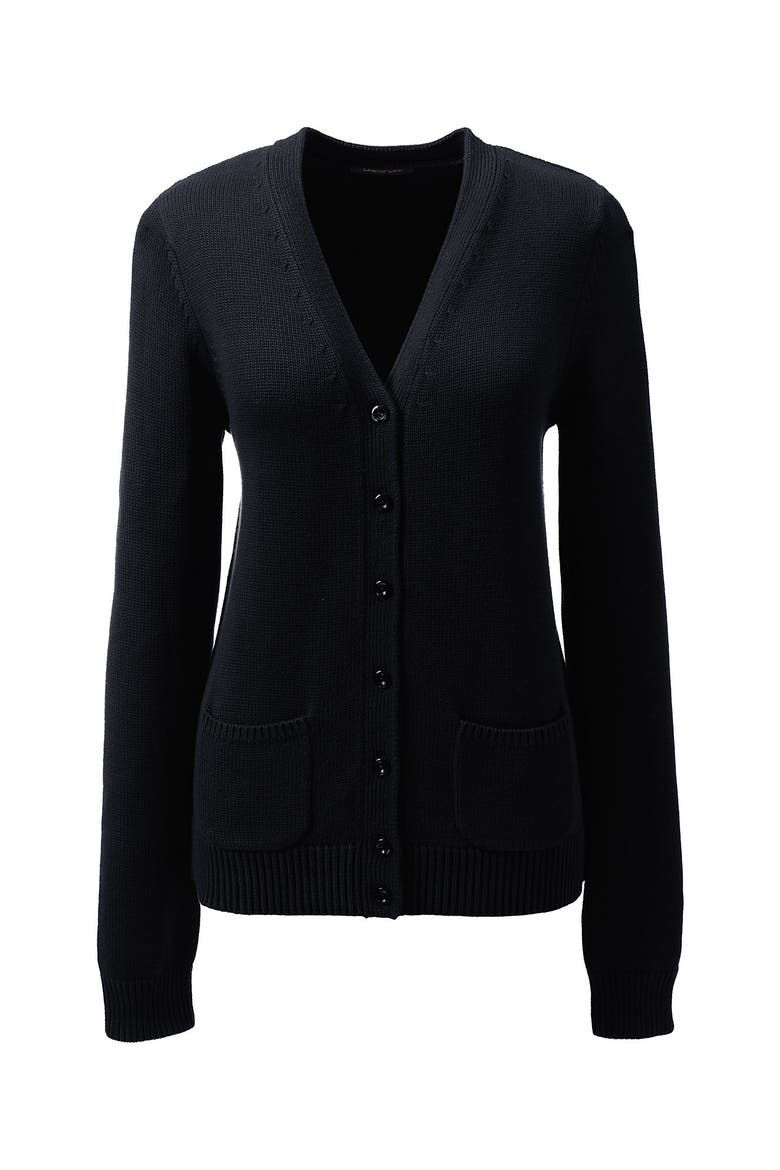 School Uniform  Cotton Modal Button Front Cardigan Sweater, Alternate, color, Black