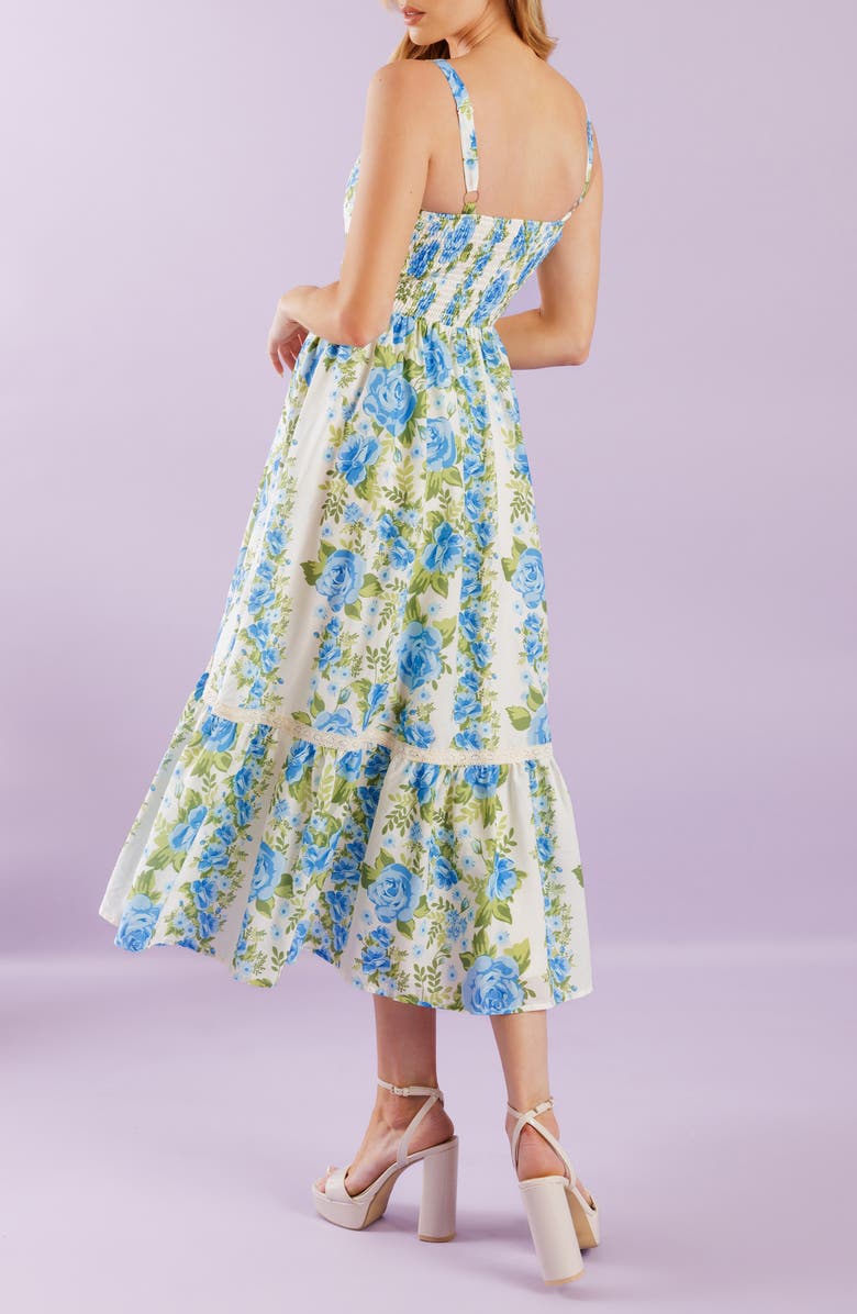 FLYING TOMATO Floral Fit & Flare Midi Sundress, Alternate, color, 