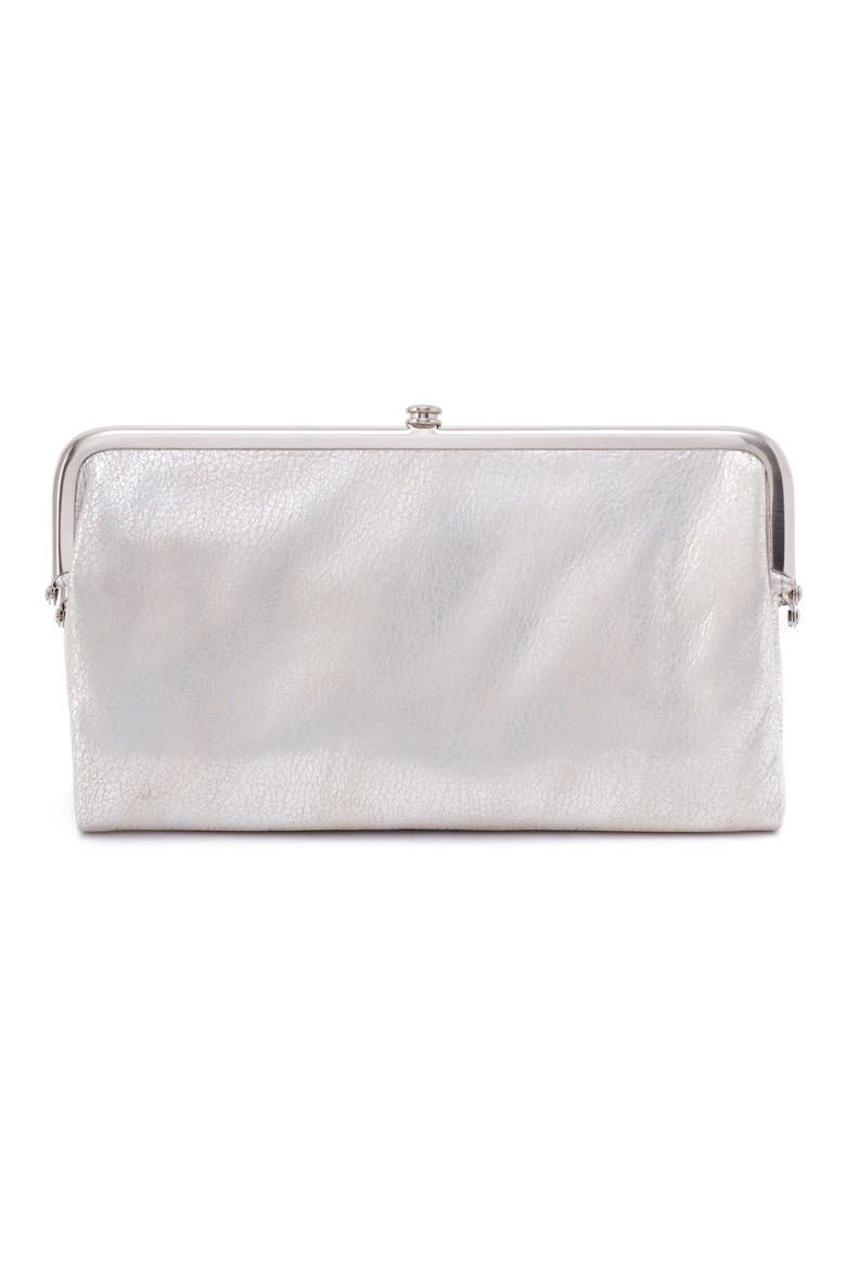 Lauren Double Frame Leather Wallet, Alternate, color, SILVER