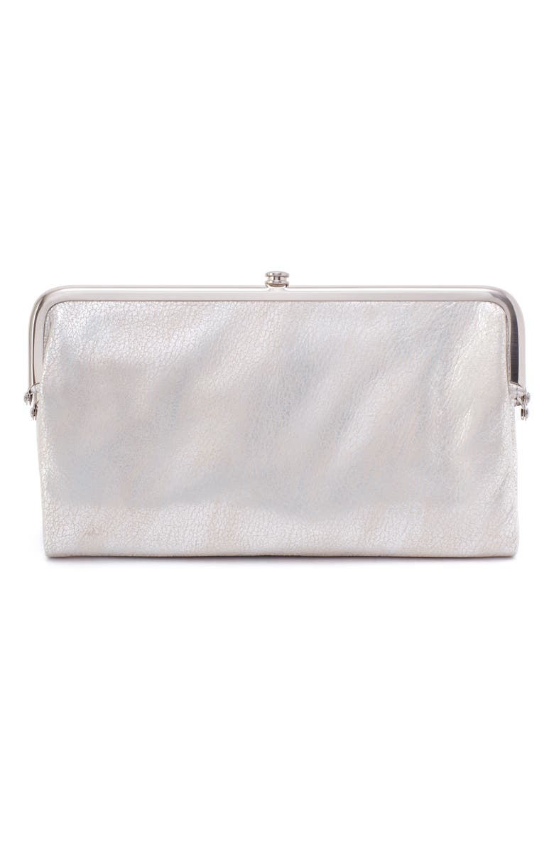 HOBO Lauren Double Frame Leather Wallet, Alternate, color, Silver