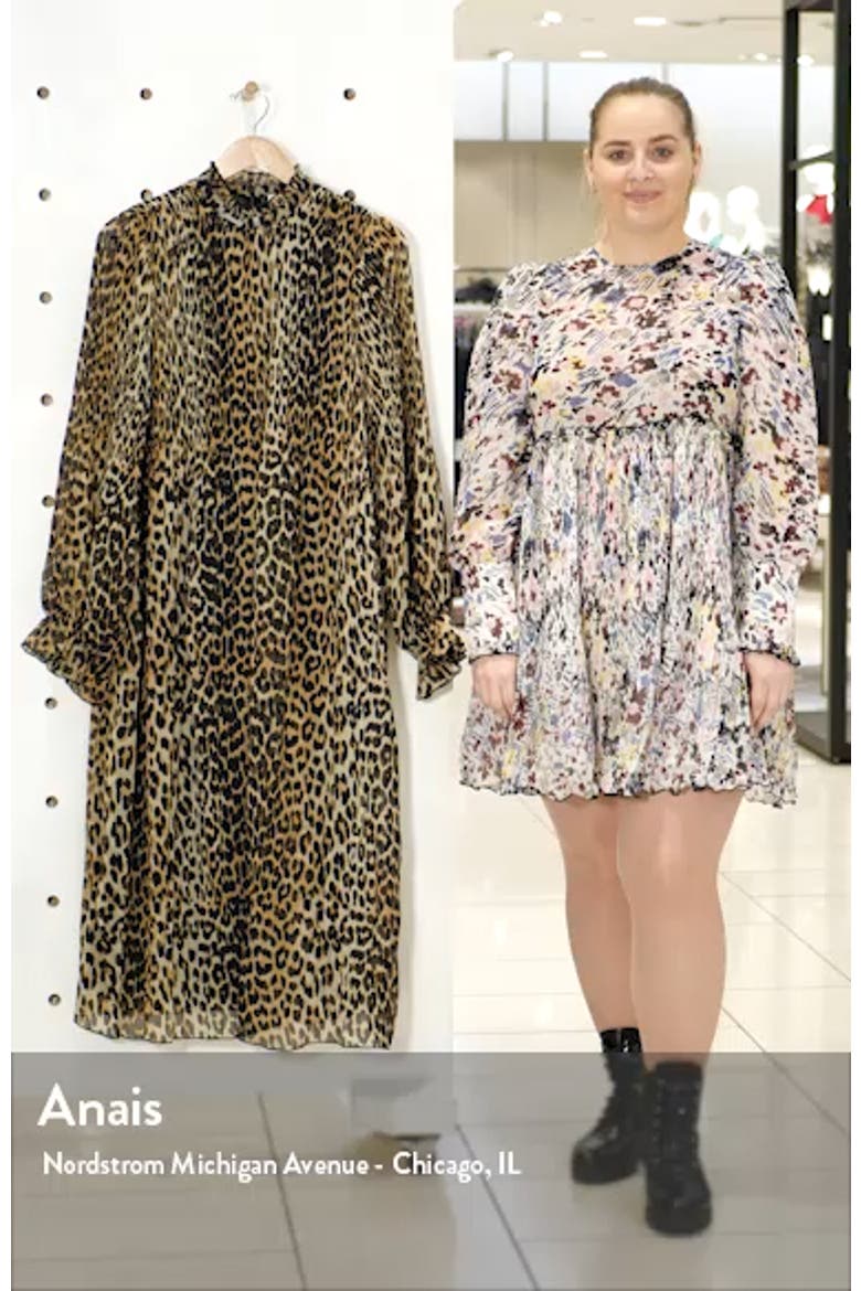 Leopard Print Sheer Georgette Long Sleeve Midi Dress video