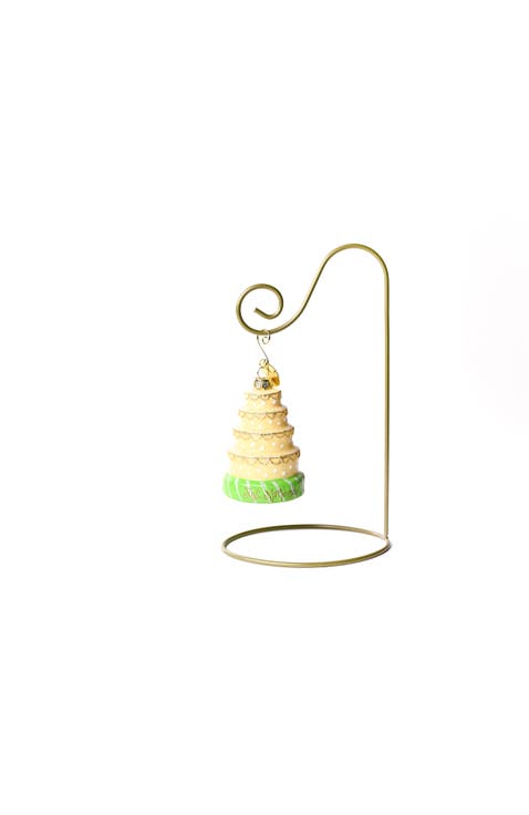 Wedding Cake Glass Shaped Ornament with Gold Stand