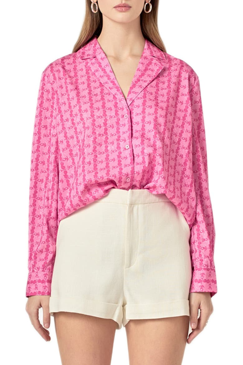 Satin Button-Up Shirt, Main, color, PINK