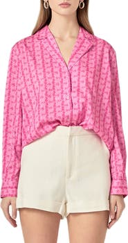 English Factory Satin Button-Up Shirt