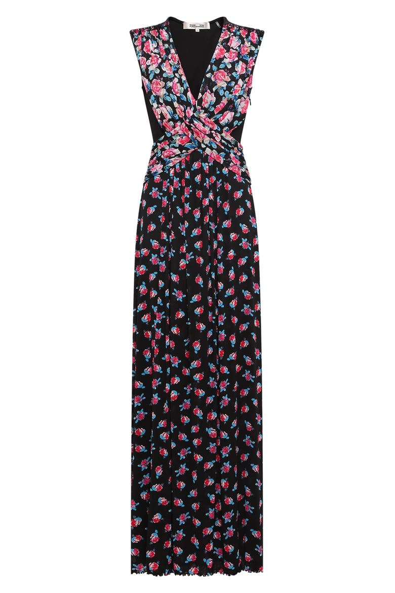 Marika Mixed Florals Mesh Dress, Alternate, color, FT/FORTUNE R DOT/BLK
