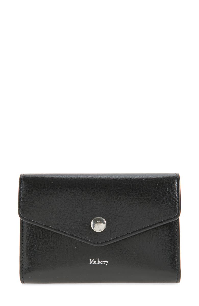 Mulberry Envelope Compact Leather Wallet, Main, color, Black