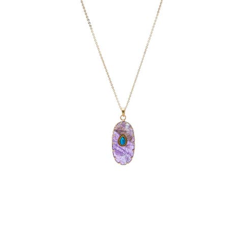 Turquoise Pear Natural Stone Pendant Necklace