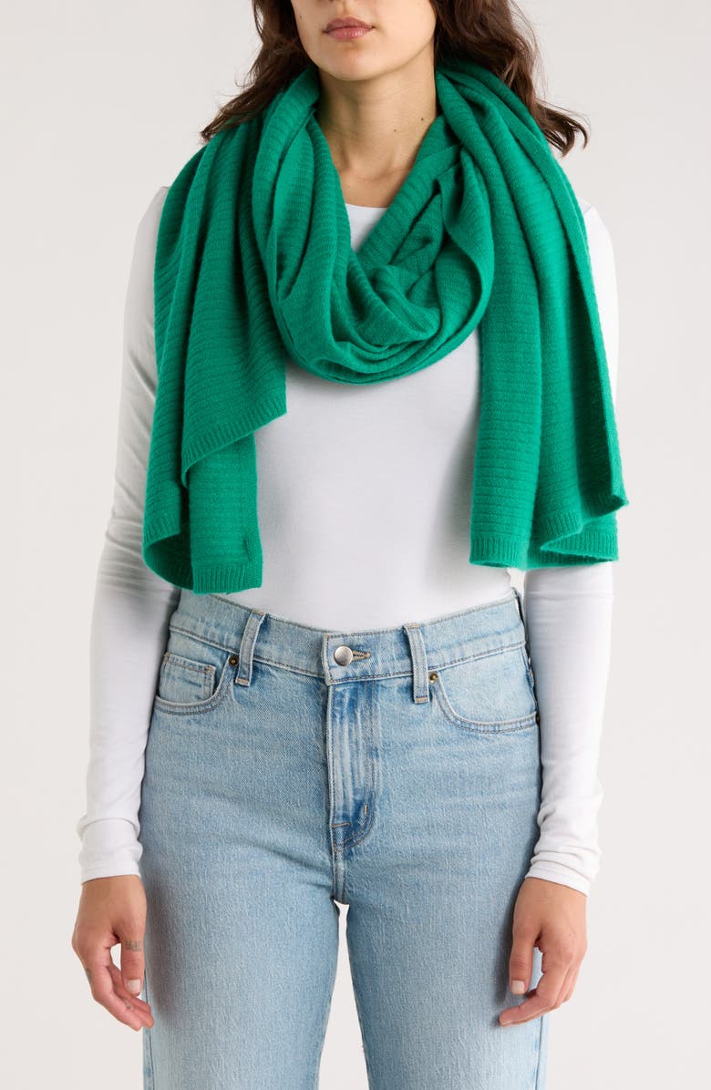 Nordstrom Cashmere Rib Scarf, Main, color, Green Ultra