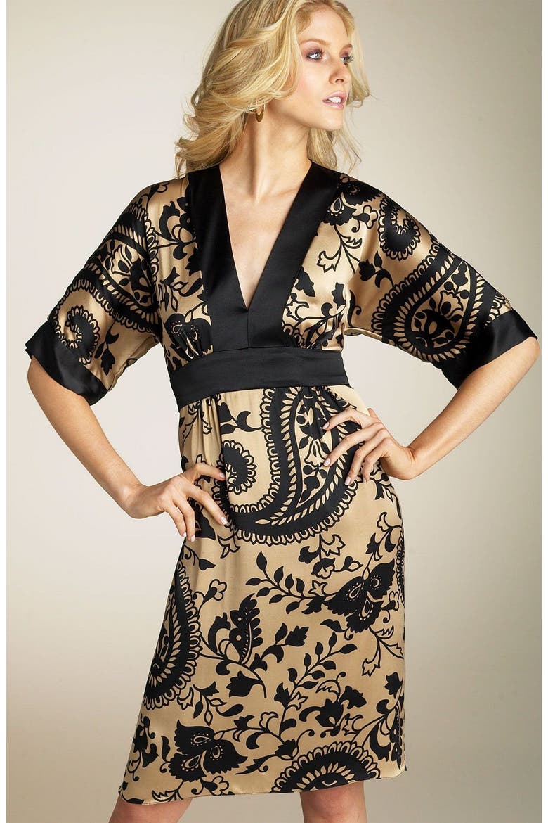 Single Dress Kimono Dress, Main, color, TAUPE/BLACK