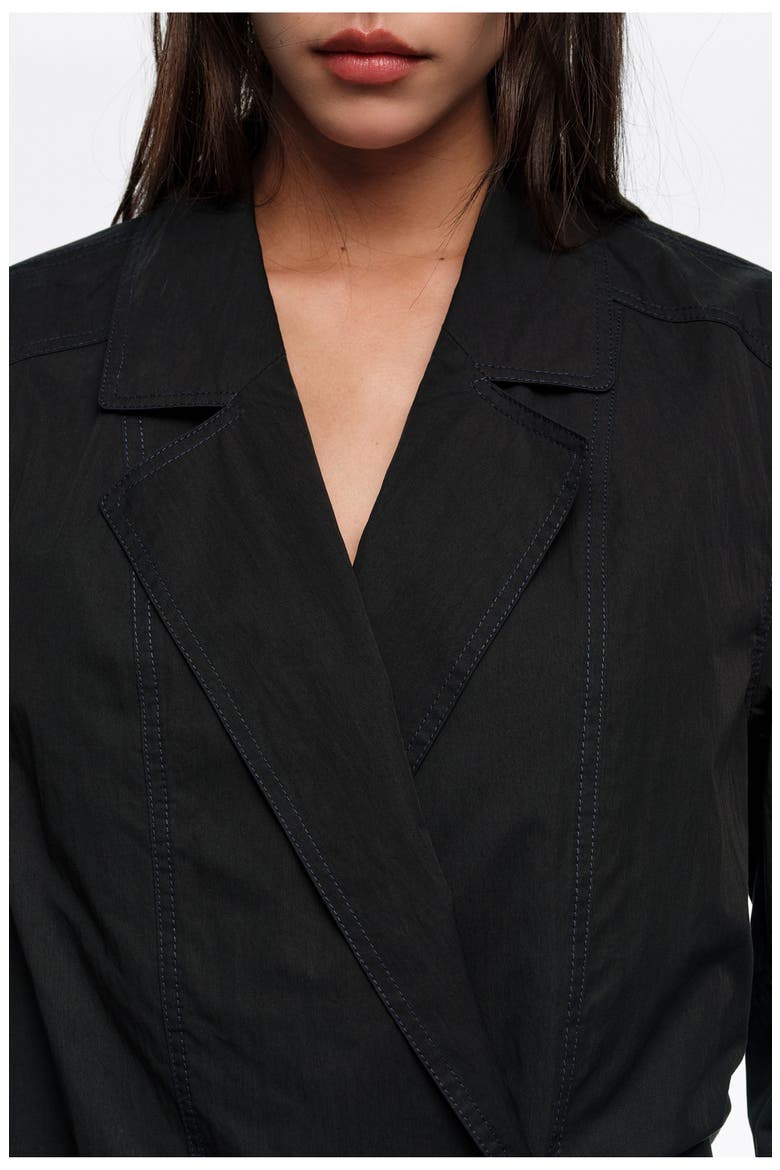 Topstitched Tailored Jacket, Alternate, color, BLACK