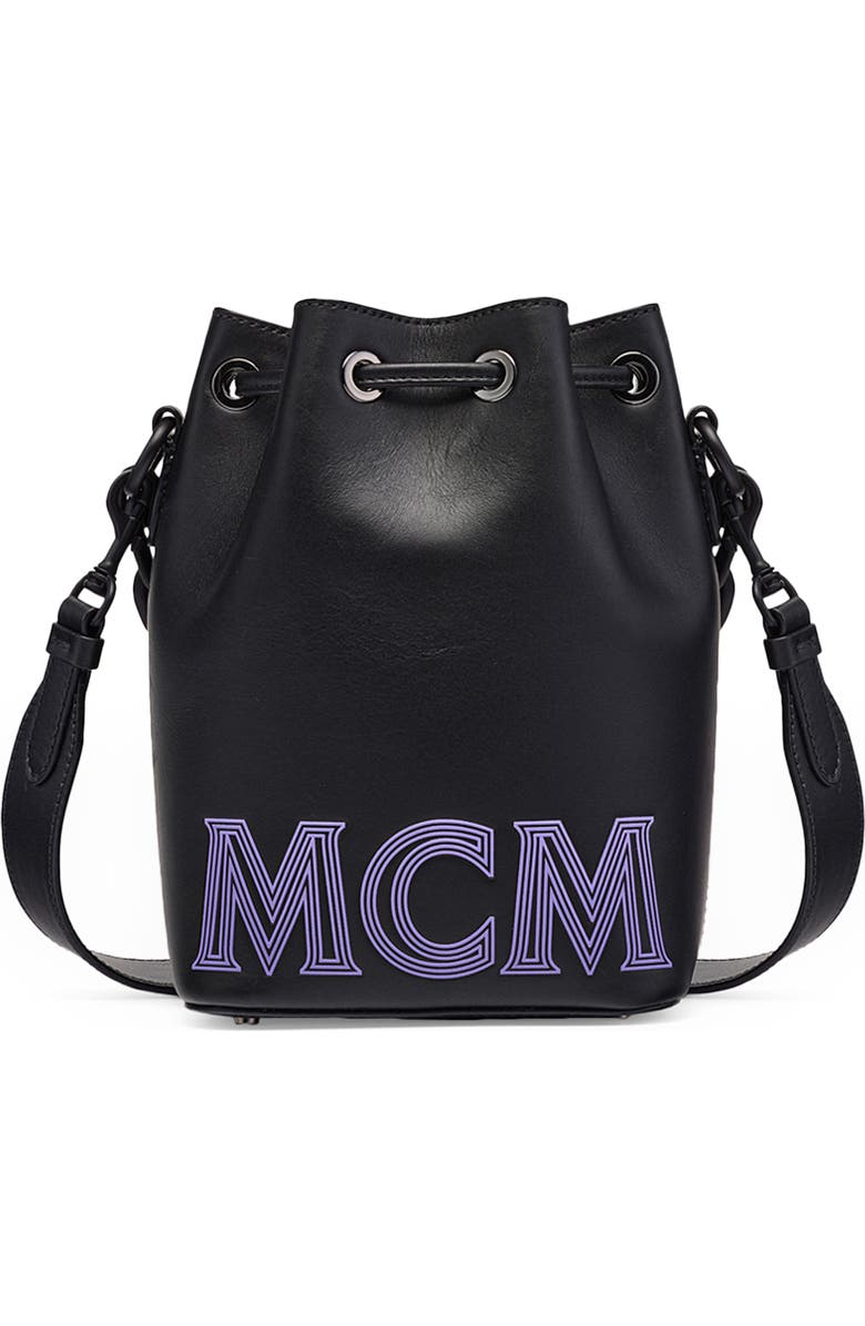MCM Mini Drawstring Leather Bucket Bag, Main, color,