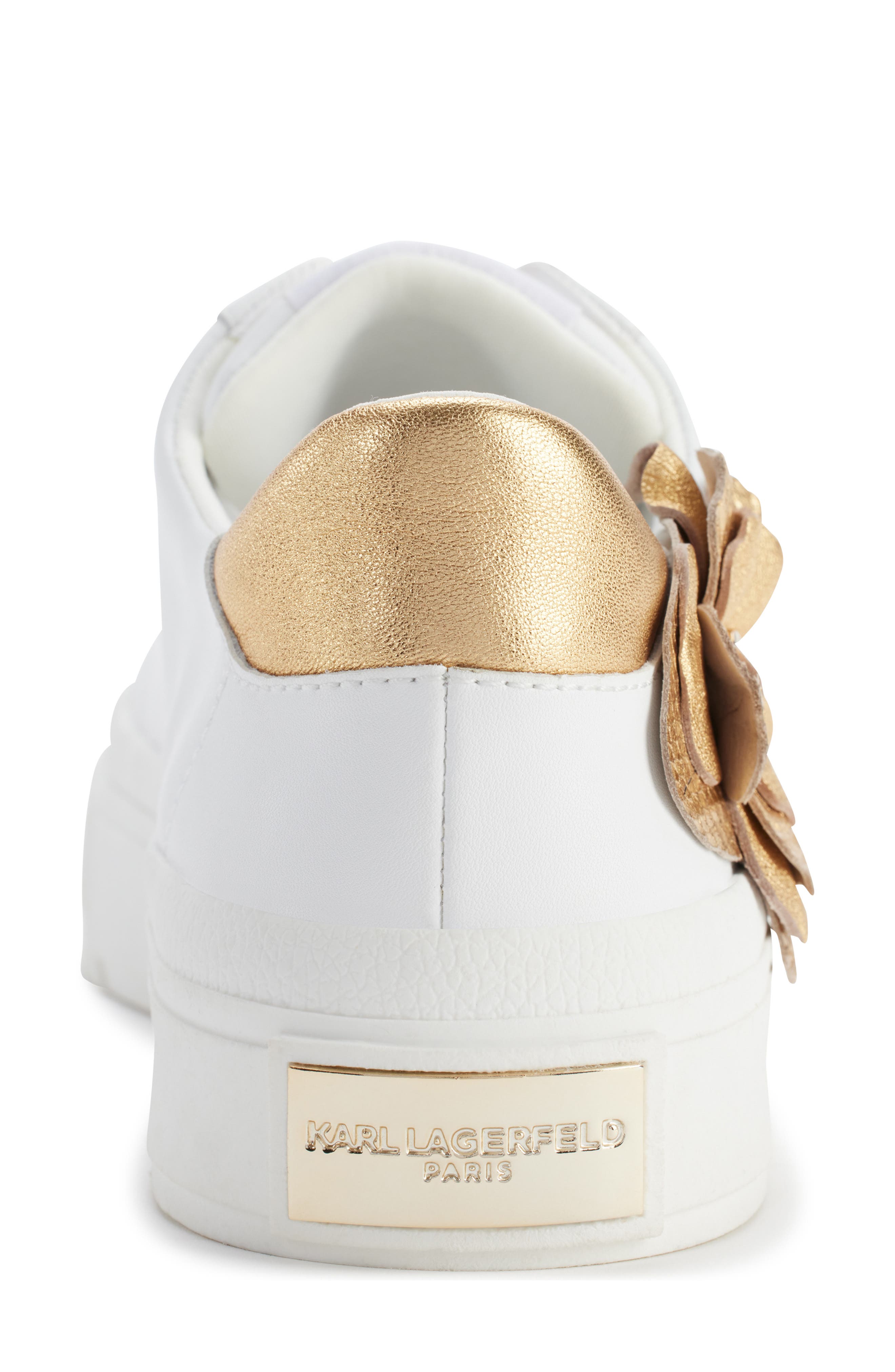 KARL LAGERFELD PARIS Georgia Sneaker, Alternate, color, Bright White/ Gold
