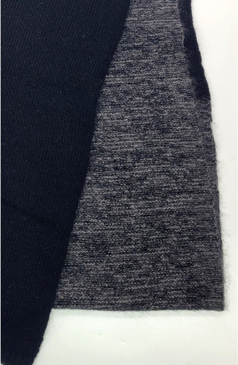 Portolano Cashmere scarf in solid and tweed pattern, Alternate, color, Black/Grey