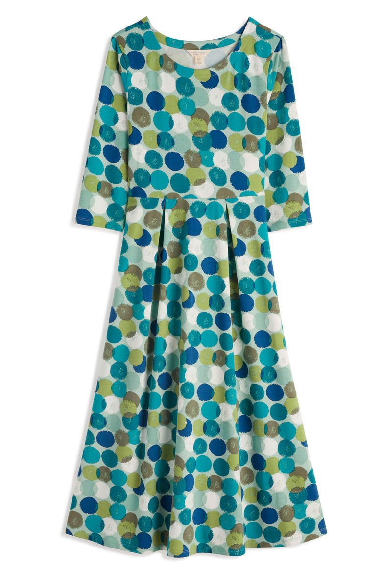 Veronica Print Stretch Organic Cotton Jersey Midi Dress, Alternate, color, CHALKY SPOT SEA MIST