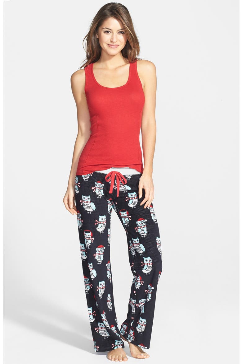 Print Thermal Pants, Alternate, color, BLACK OWL
