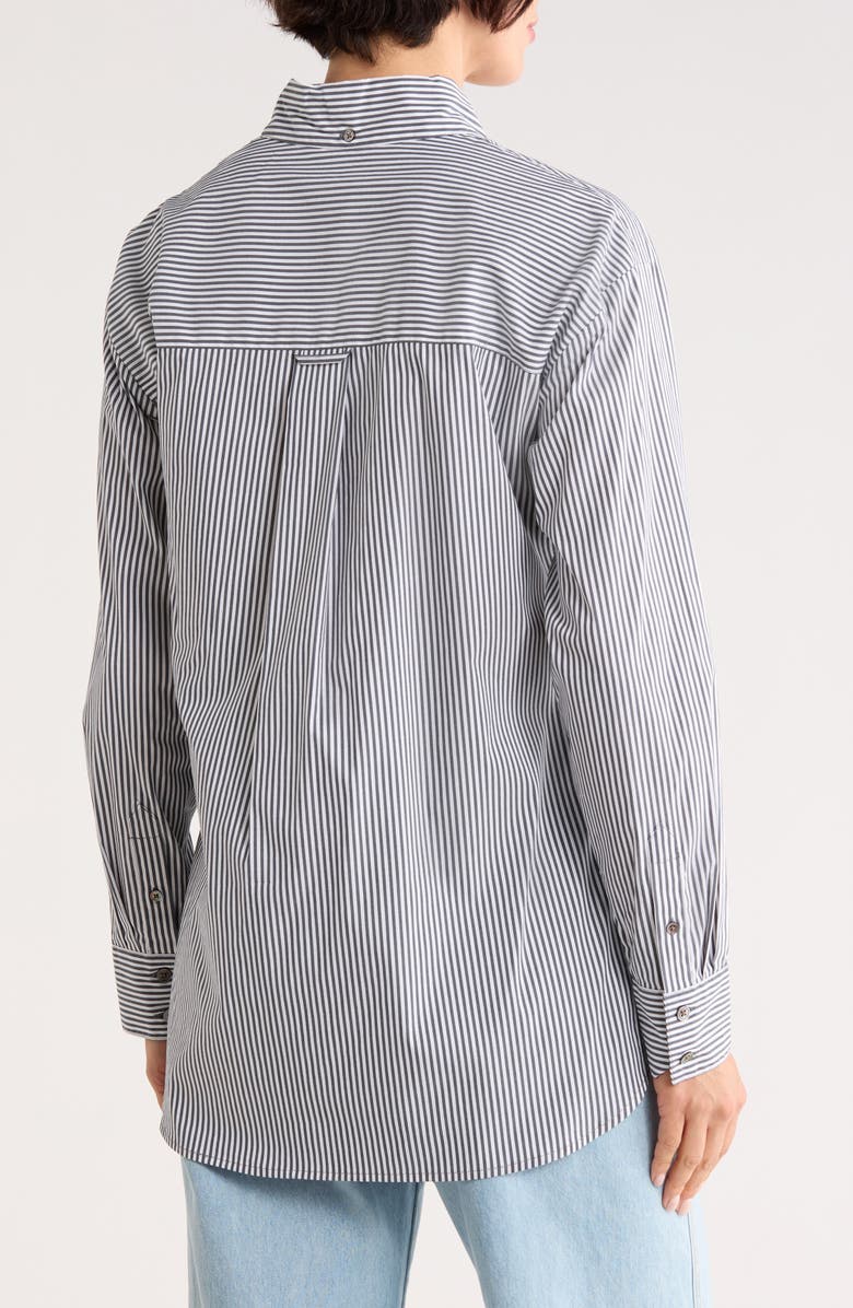 Veronica Beard Llyod Cotton Blend Shirt, Alternate, color, Charcoal/ White