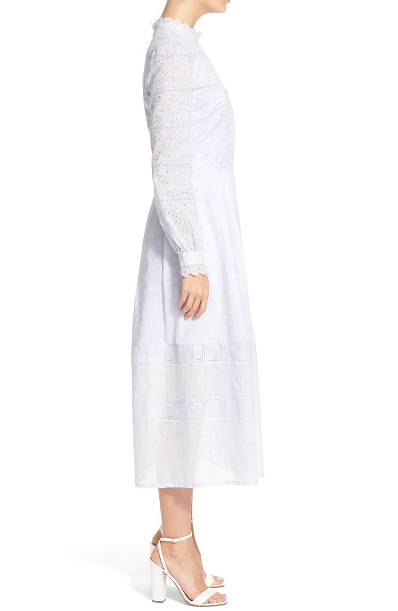VILSHENKO 'Pru' Lace & Eyelet Cotton Midi Dress, Alternate, color,