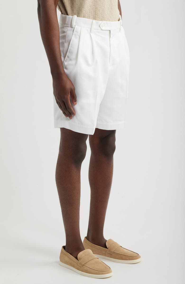 Berle Microfiber Pleated Shorts, Alternate, color, White