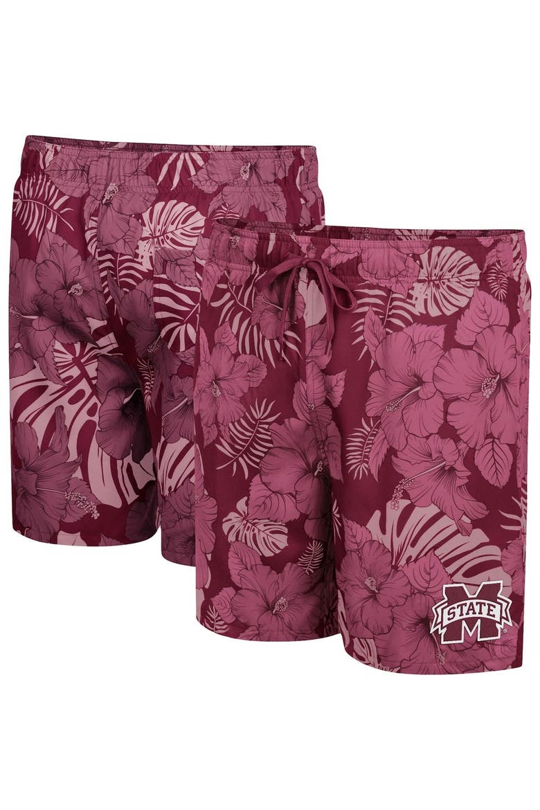 Men's Colosseum Maroon Mississippi State Bulldogs The Dude Swim Shorts, Main, color, Maroon