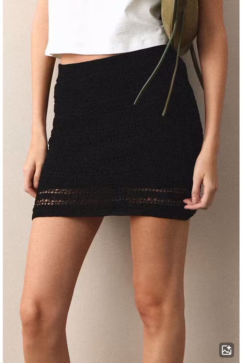 Openwork Knit Skirt, Main, color, BLACK
