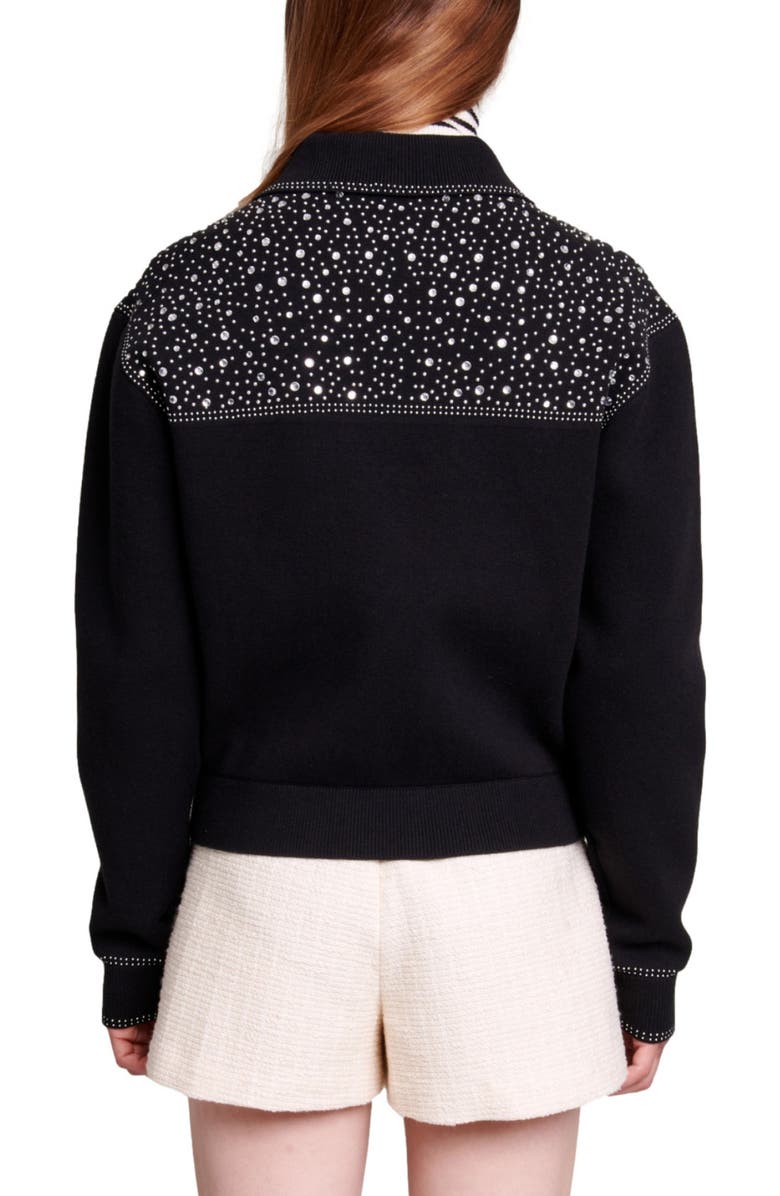 maje Rhinestone Detail Cardigan, Alternate, color,