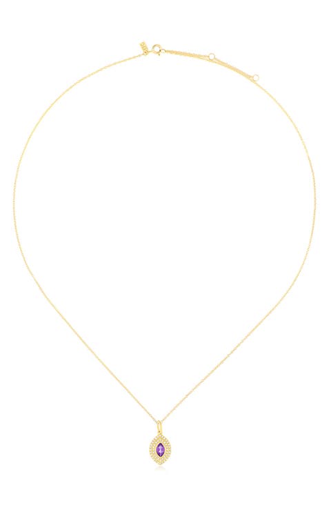 Amethyst & Diamond Pendant Necklace