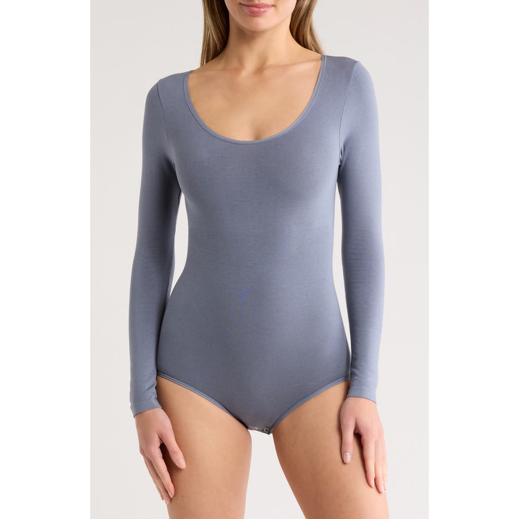 Shop Yummie Long Sleeve Bodysuit In Folkstone Grey