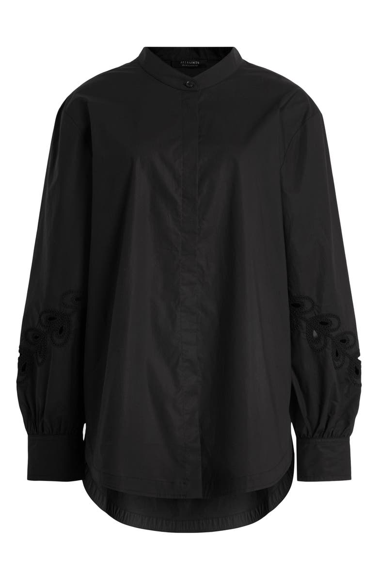AllSaints Marcie Val Cotton Button-Up Shirt, Alternate, color, Black