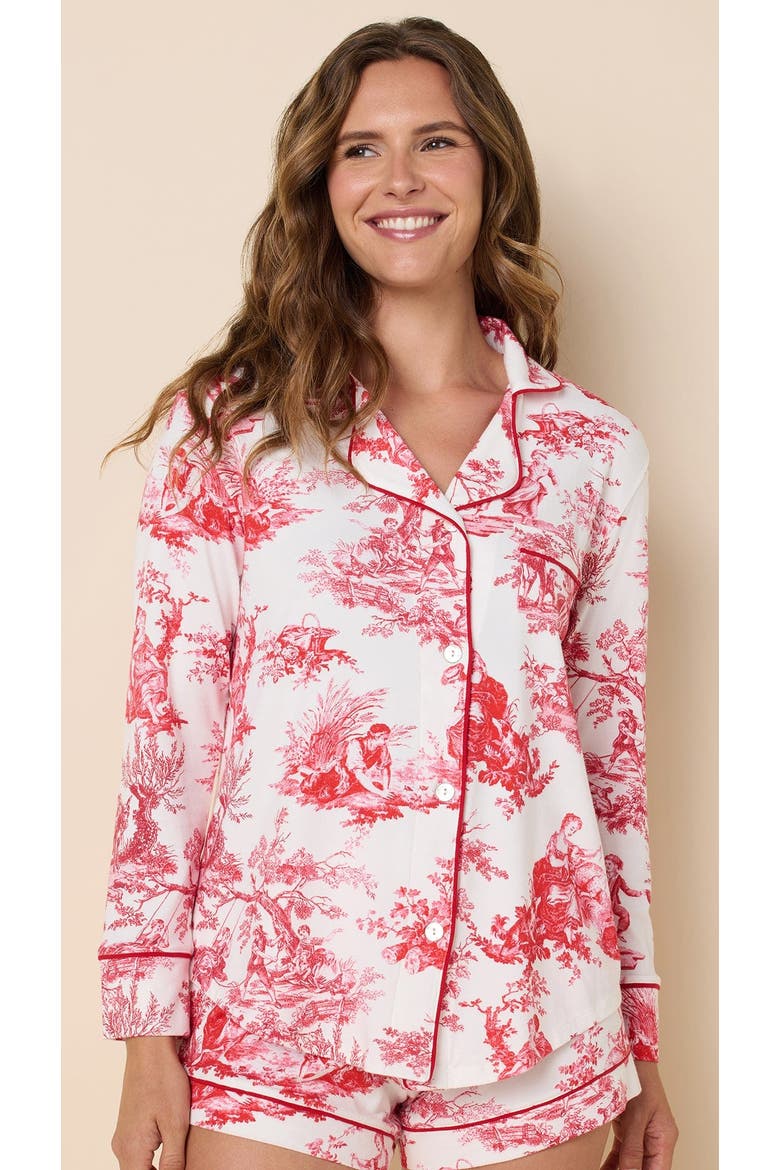 Pima Knit Long Sleeved Short Set, Alternate, color, Idle Hours