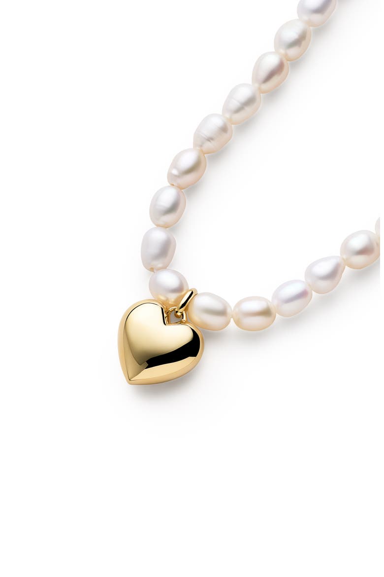 Freshwater Pearl Heart Pendant Necklace, Alternate, color, GOLD